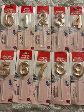 Rose Gold Birthday Candles (0-9)